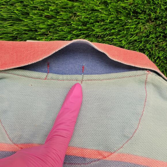 Vintage 90s IZOD Polo Shirt Large 23x28 Faded Stripes - Picture 13 of 13